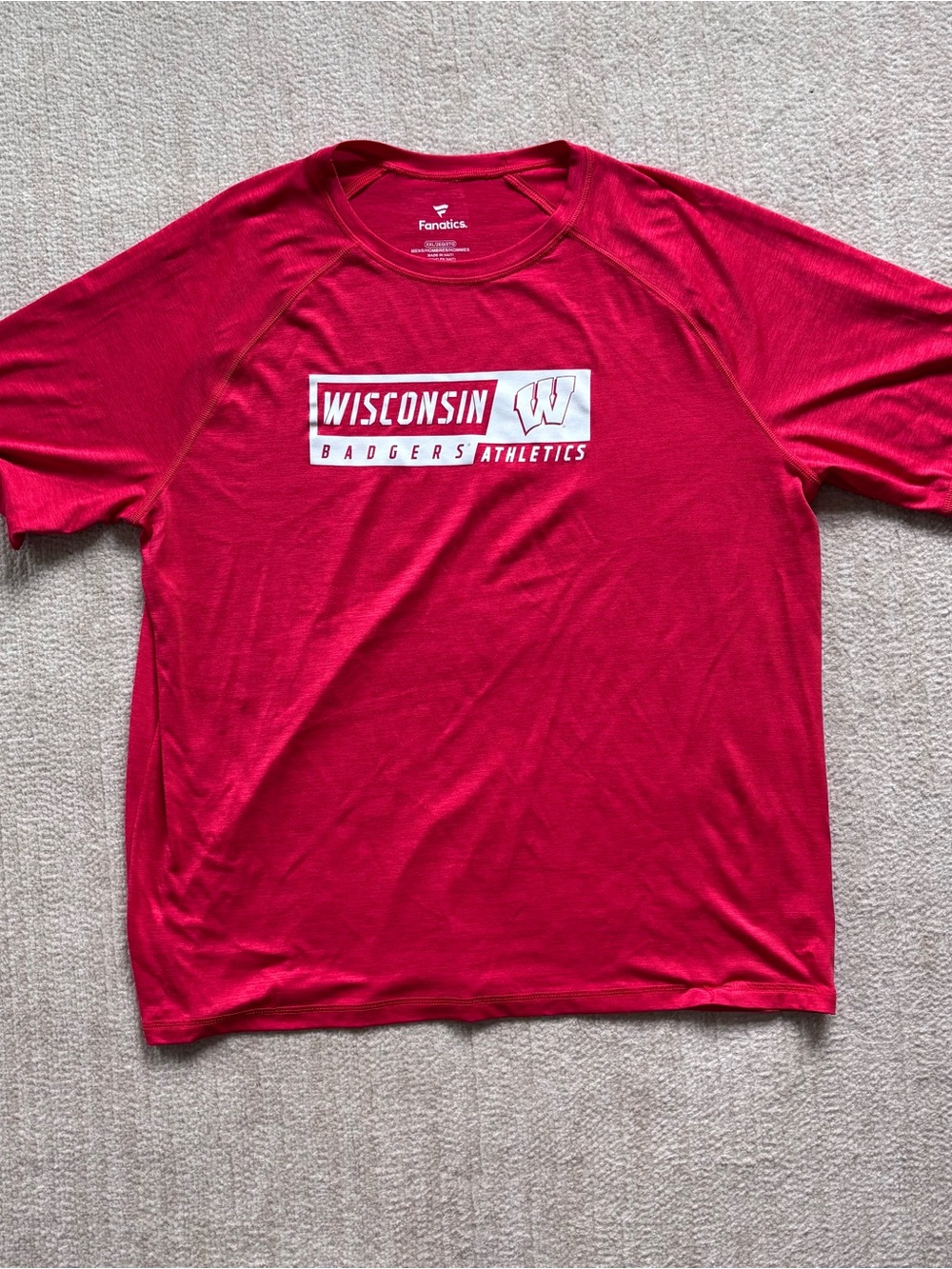 Fanatics Red Wisconsin Badgers Athletic Tee